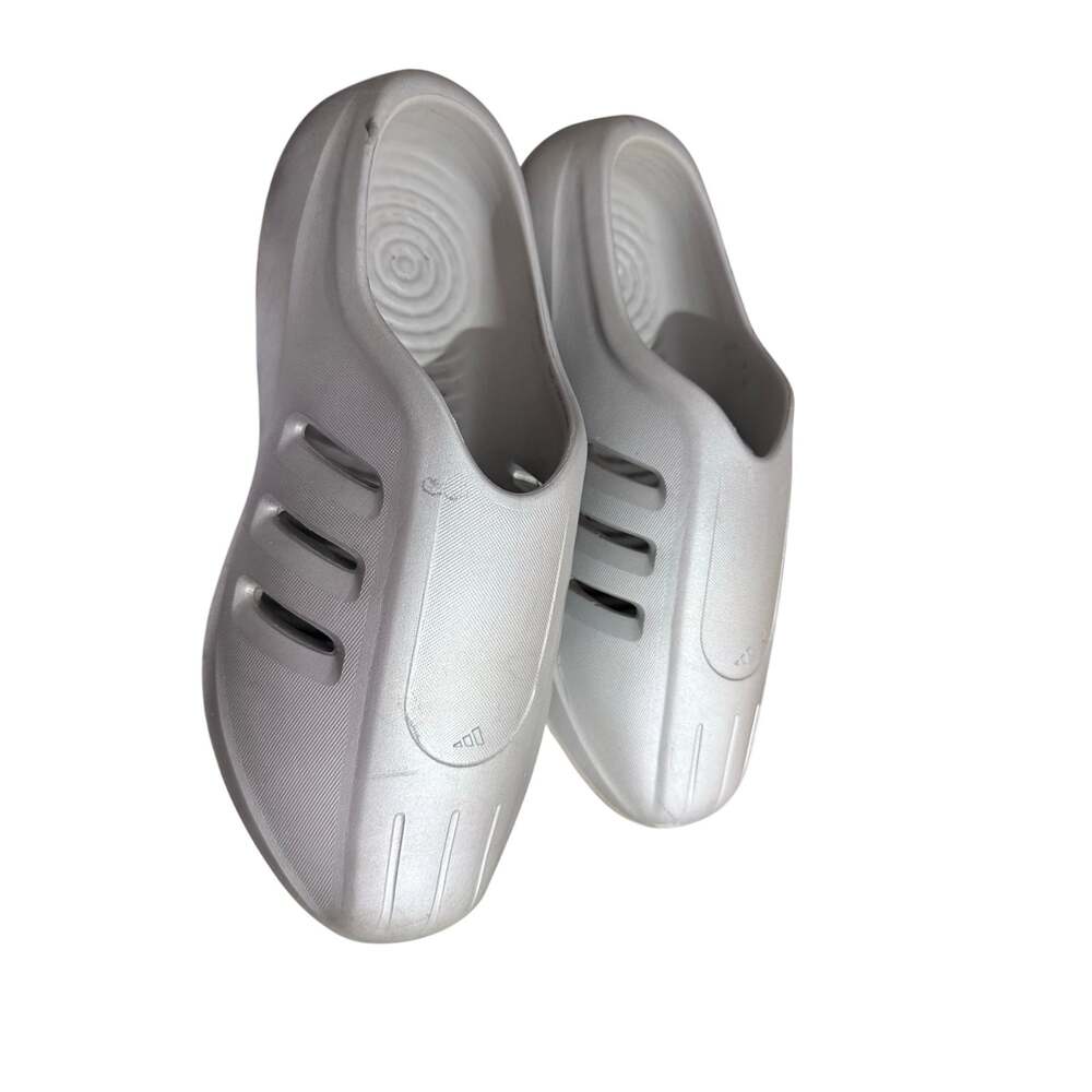 Adidas Adifom Silver Gray Futuristic Foam Slip On Clogs Mule Sandals
